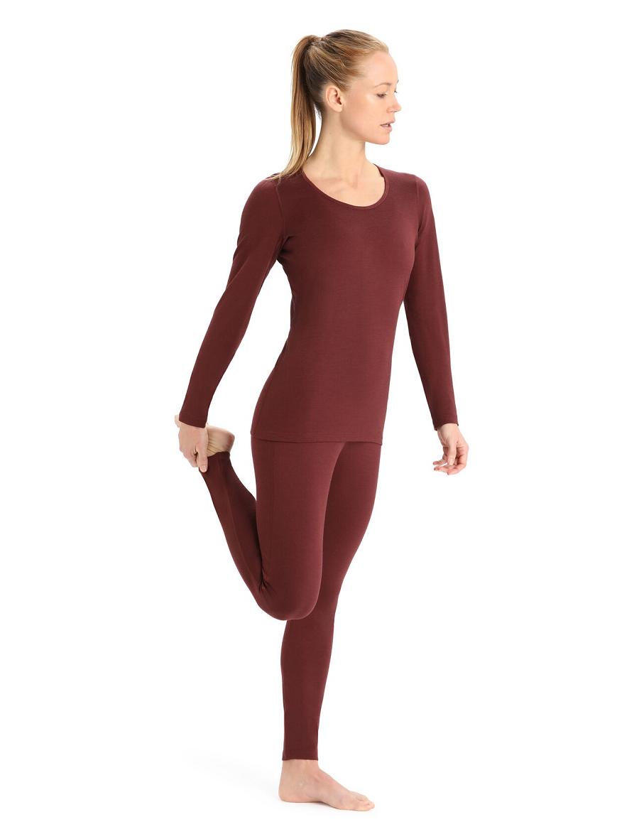 Icebreaker Merino 200 Oasis Long Sleeve Scoop Neck Thermal Top Női Base Layers Piros | HU 1875MQZA